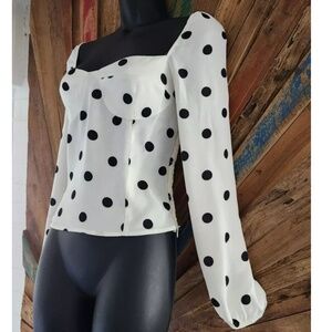 NWOT Reformation Reign cinched waist/corset fitted polka dot blouse Sz 4